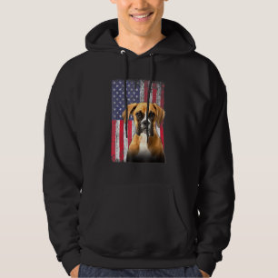 Boxer American Usa Flag 4th Of July Fourth Dog Hoodie