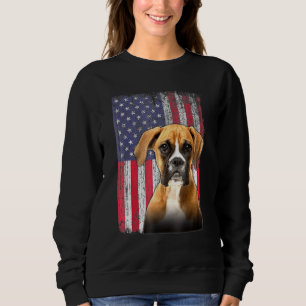 Boxer American Usa Flag 4th Of July Fourth Dog Sweatshirt