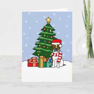 Boxer and Christmas Tree Holiday Card