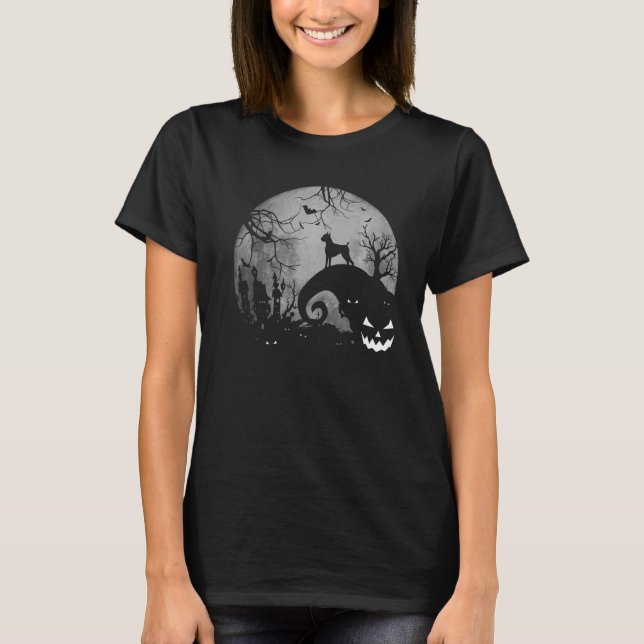 Boxer And Moon Halloween Tees Dog  Quotes (Front)