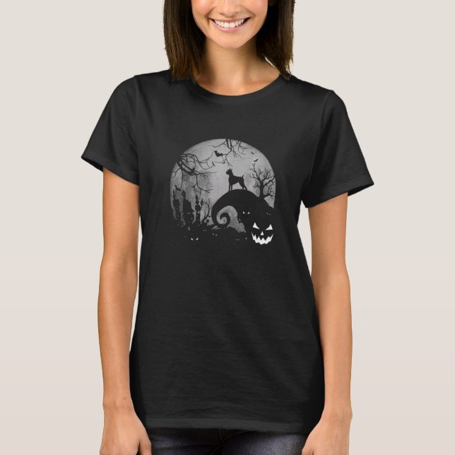 Boxer And Moon Halloween Tees Dog  Quotes (Front)