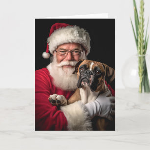 Boxer and Santa Holiday Card