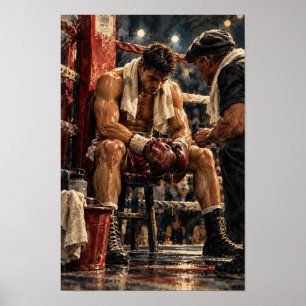 Boxer and Trainer Between Rounds Boxing Corner Wal Poster