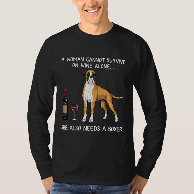Boxer And Wine Dog T-Shirt (Front)