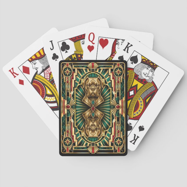 Boxer, Art Deco Dog Playing Cards (Back)