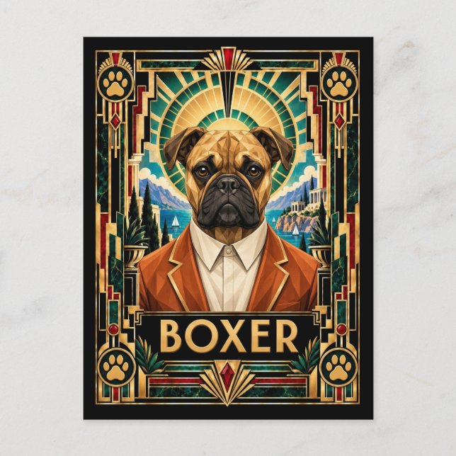 Boxer, Art Deco Dog Postcard (Front)