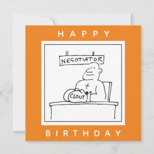 Boxer at a Desk has Clout on Boxing Gloves Cartoon Card