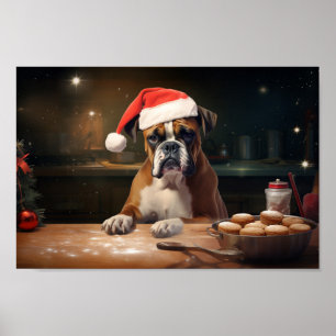 Boxer Baking Christmas Cookies Poster