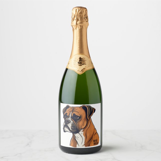 Boxer Bark Designs Punchy Graphic designs Sparkling Wine Label (Front)