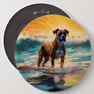 Boxer Beach Surfing Painting 6 Cm Round Badge