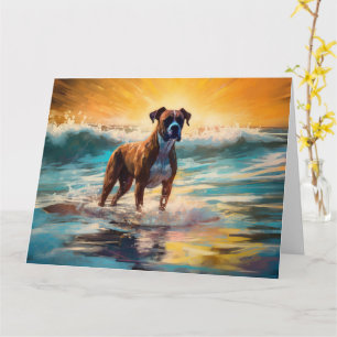 Boxer Beach Surfing Painting Card