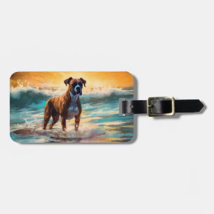 Boxer Beach Surfing Painting Luggage Tag