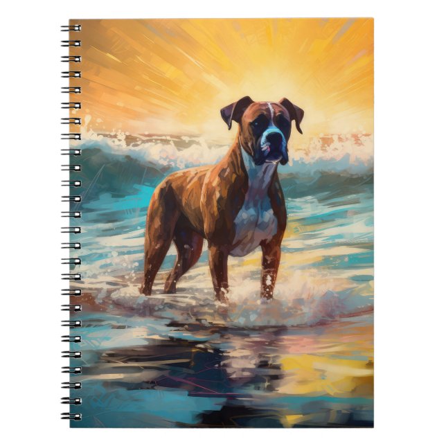 Boxer Beach Surfing Painting Notebook (Front)