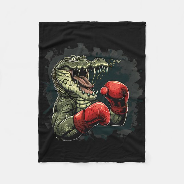 Boxer Bear With Boxing Gloves Kickboxing Funny Box Fleece Blanket (Front)