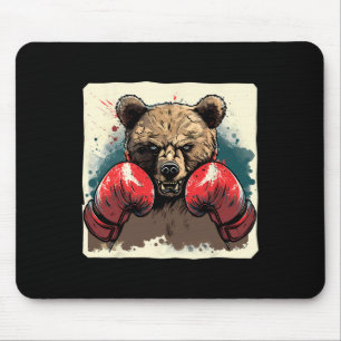 Boxer Bear With Boxing Gloves Kickboxing Funny Box Mouse Pad