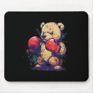 Boxer Bear With Boxing Gloves Kickboxing Funny Box Mouse Pad