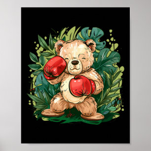 Boxer Bear With Boxing Gloves Kickboxing Funny Box Poster