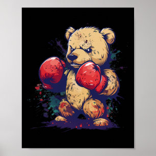 Boxer Bear With Boxing Gloves Kickboxing Funny Box Poster