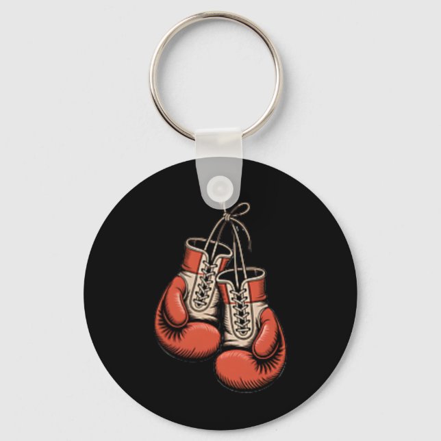 Boxer Boxing American Traditional Tattoo Art Flash Key Ring (Front)