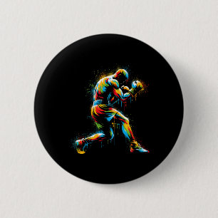 Boxer Boxing Ring Colourful Sport Kickboxer Traini 6 Cm Round Badge