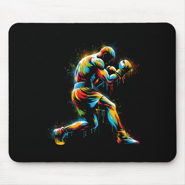 Boxer Boxing Ring Colourful Sport Kickboxer Traini Mouse Pad (Front)