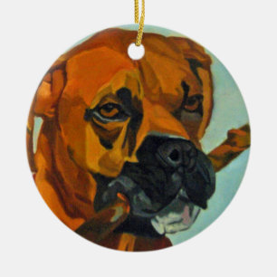 Boxer Boy Buster Dog Portrait Ornament