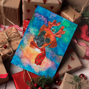 Boxer Breed Dog Christmas Holiday Postcard
