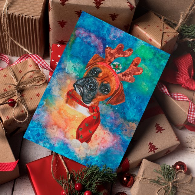 Boxer Breed Dog Christmas Holiday Postcard (Creator Uploaded)