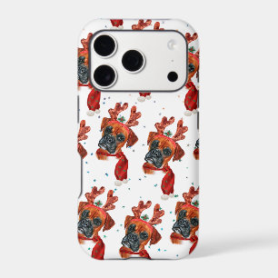 Boxer Breed Watercolor Dog Pattern Stars Christmas