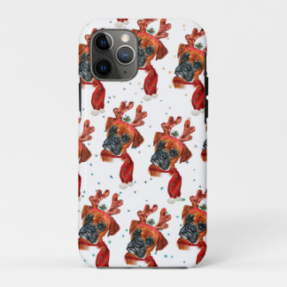 Boxer Breed Watercolor Dog Pattern Stars Christmas Case-Mate iPhone Case