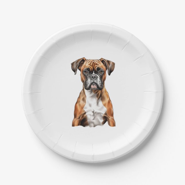 Boxer Buddies Cute Dog Designs for Loyal Boxer Paper Plate (Front)