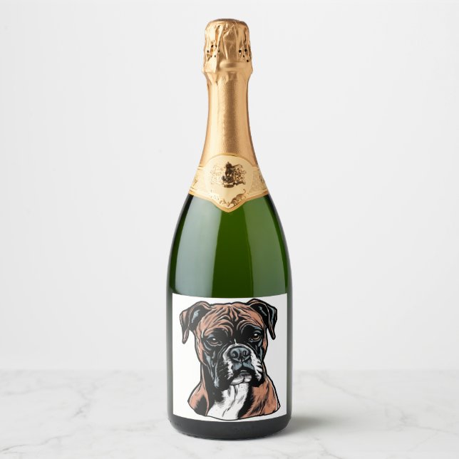 Boxer Buddy Humourous Protective Sparkling Wine Label (Front)