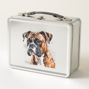 Boxer Buddy Portable Photo-Realistic Dog design Metal Lunch Box