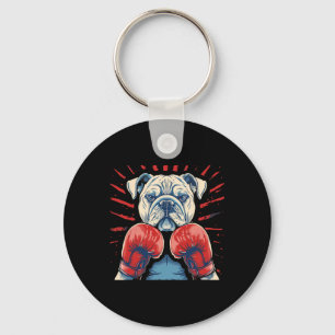 Boxer Bulldog With Boxing Gloves Kickboxing Funny Key Ring