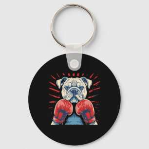 Boxer Bulldog With Boxing Gloves Kickboxing Funny  Key Ring
