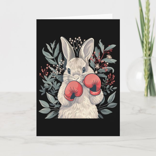 Boxer Bunny With Boxing Gloves Kickboxing Funny Bo Card (Front)