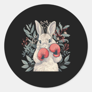 Boxer Bunny With Boxing Gloves Kickboxing Funny Bo Classic Round Sticker