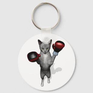 Boxer Cat Key Ring