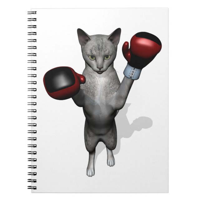 Boxer Cat Spiral Notebook (Front)