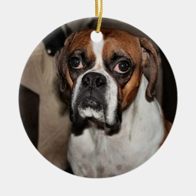Boxer Ceramic Tree Decoration (Front)