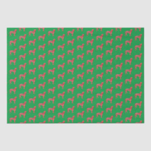 Boxer Christmas Dog Cute Silhouette Green Tissue Paper