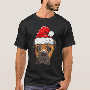 Boxer Christmas Dog Santa Hat Xmas Boys Kids Girls T-Shirt