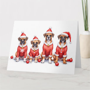 Boxer Christmas Dress Santa Hat Card