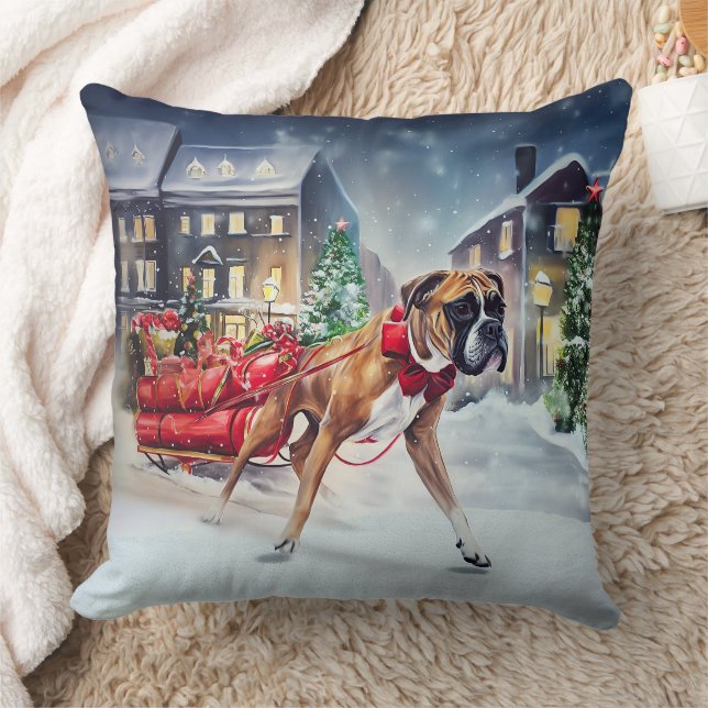 Boxer Christmas Festive Season Cushion (Blanket)