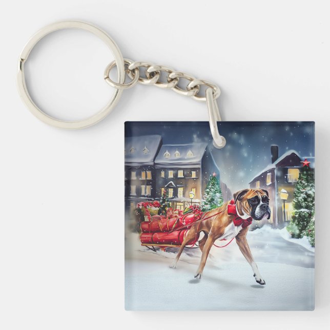 Boxer Christmas Festive Season Key Ring (Front)