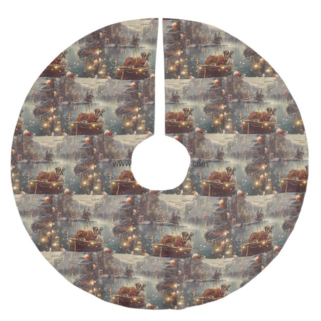 Boxer Christmas Festive Voyage Brushed Polyester Tree Skirt (Front)