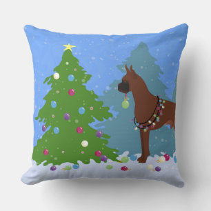 Boxer Christmas Forest Cushion
