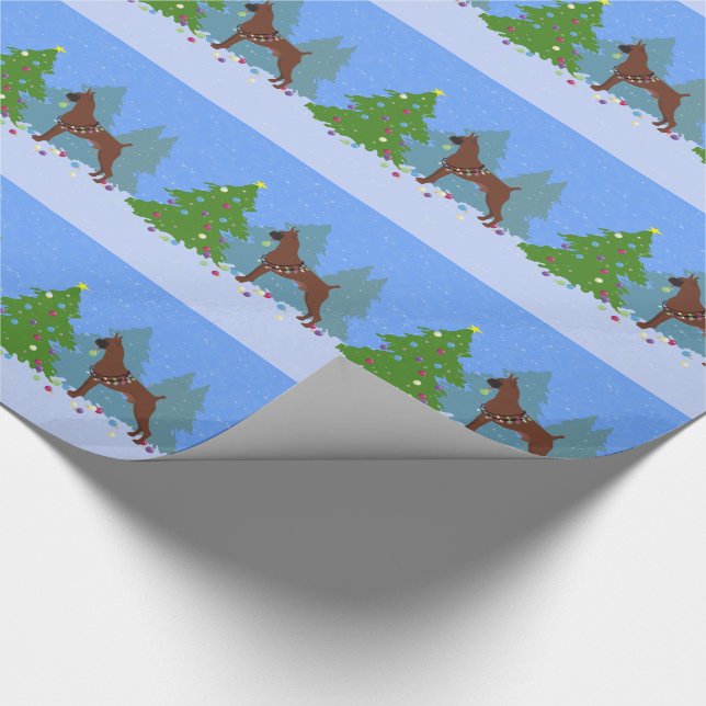 Boxer Christmas Forest Wrapping Paper (Corner)