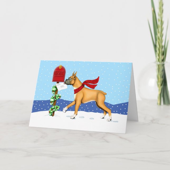 Boxer Christmas Mail Holiday Card (Front)