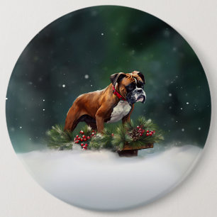 Boxer Christmas snow winter 6 Cm Round Badge